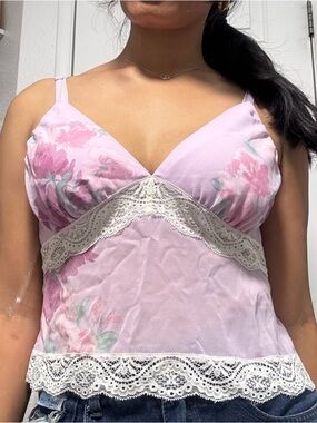 wild fable Pink Floral Lace-Trim Camisole